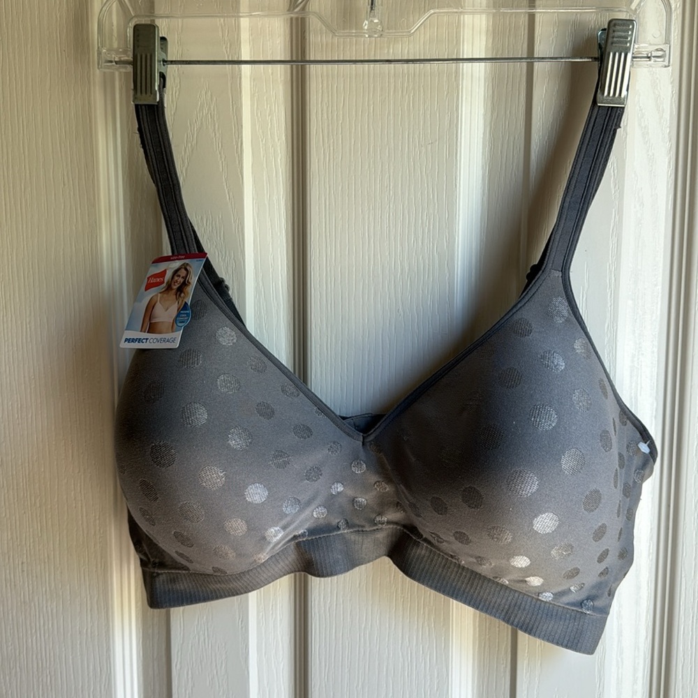 NWT HANES PERFECT COVERAGE BRA SZ 3XL CHARCOAL GRAY